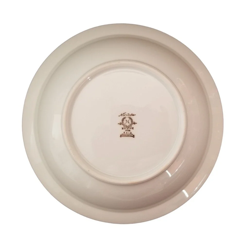 1960s Noritake China Goldhill 10in Rimmed Salad soup Plate #6613 Red Gold VTG